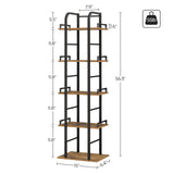 YATINEY Rotating Bookshelf, 5 Tier Spinning Bookcase Tower, 360 Display Narrow Bookshelf, Tall Industrial Corner Shelf Organizer, Storage Shelf Bookcase for Living Room, Rustic Brown and Black SJ02BR YATINEY