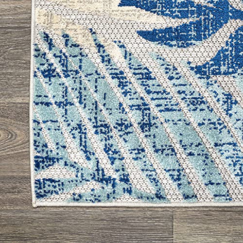 JONATHAN Y Tropics Palm Leaves Indoor Outdoor Area Rug 3X5 Gray/Blue, Boho for Backyard, Patio, Porch, Easy-Cleaning, High Traffic, Pet-Friendly, Non-Shedding (AMC100A-3) JONATHAN Y