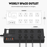 Surge Protector Power Strip Waterproof, Outdoor Extension Cord Multiple Outlets with USB A + C Fast Charging, Waterproof Electrical Box Electrical Outlet Box Extender Power Strip 6ft 10ft 15ft 20ft covozon