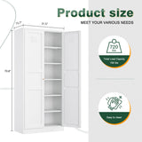 Letaya White Storage Cabinet with Adjustable Shelves-Metal Home Kitchen Pantry Cabinets with Doors,Organization Locker for Cupboard/Bedroom/Dining/Living/Bathroom/Office/Garage Room Letaya