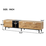 LUMISOL Modern TV Console Table for 80" TV, TV Stand with 3 Cabinets and Open Shelves, Wood Entertainment Center TV Media Table with Ample Storage for Living Room, Bedroom, Natural Wood LUMISOL