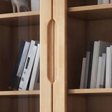 KWOKING Contemporary Rubber Wood Bookshelf with Glass Doors - Versatile Storage for Home and Office KWOKING