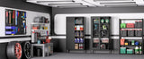 Washsemba 73" Metal Storage Cabinet, 5 Tiers Adjustable shelfs Tool Storage File Garage, Assembly Needs, Warehouse, Basement, Utility Room Standard Office Storage Cabinet, Black Washsemba