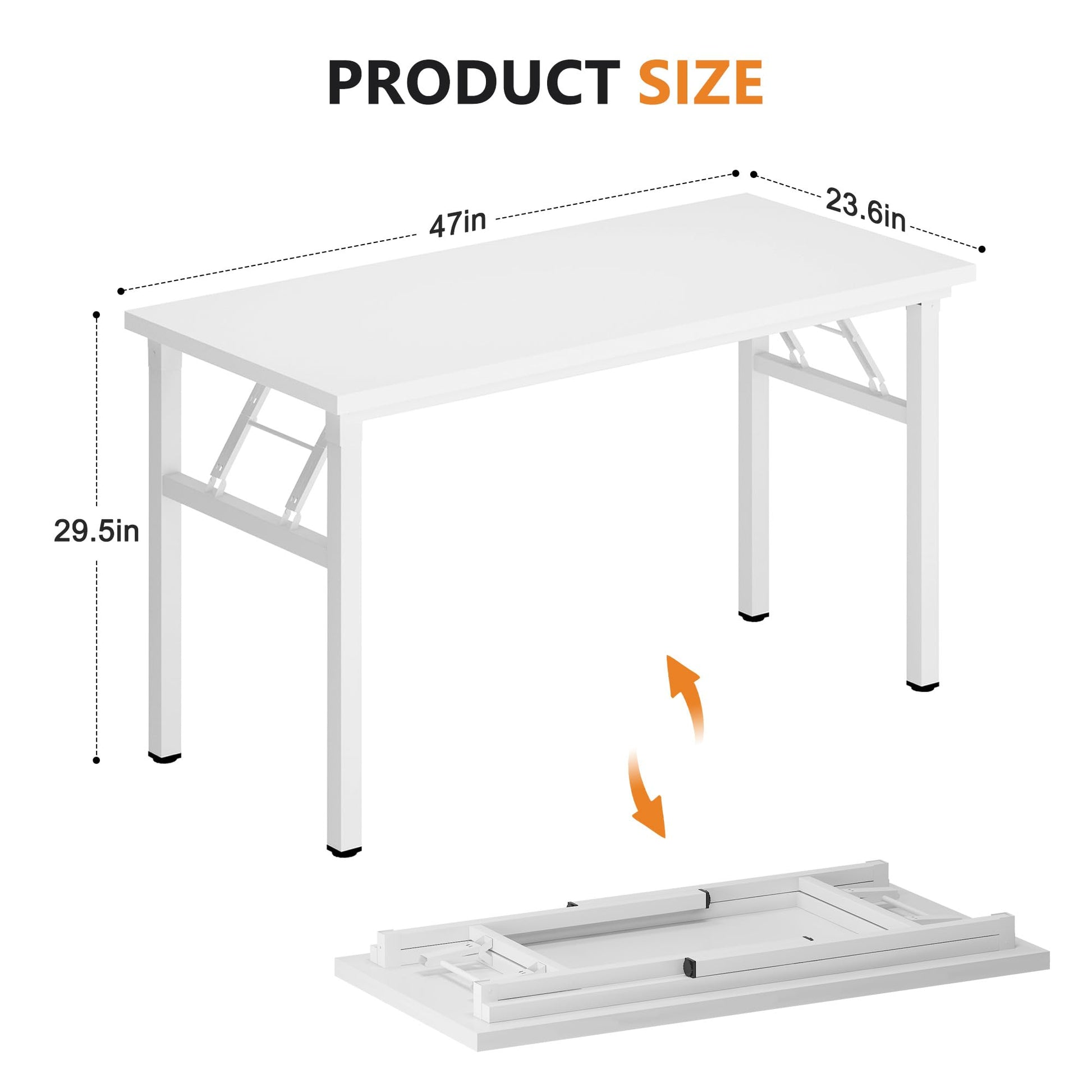 DlandHome 47 inches Folding Table Computer Desk Portable Table Activity Table Conference Table Home Office Desk, Fully Assembled White DND-ND5-120WW - WoodArtSupply