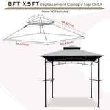 Grill Gazebo Replacement Canopy Roof – Hugline 5x8 Outdoor Grill Shelter Canopy Top Double Tiered BBQ Tent Cover Fit for Model L-GG001PST-F (Gray) Hugline