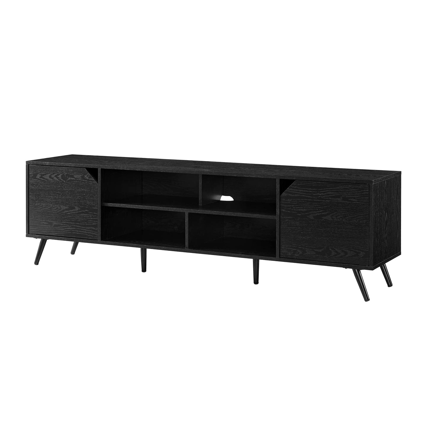 Walker Edison Nora Modern Minimal Open-Shelf Stand for TVs up to 80 Inches, 70 Inch, Black - WoodArtSupply