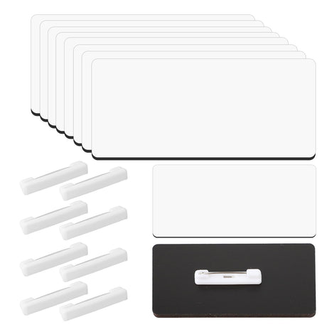 KALIONE 8 Pcs Name Tag, DIY Blank ID Badge with Round Corners, Plastic, 1.5 x 3 inch, Sublimation, Pin Backing, for School, Office KALIONE