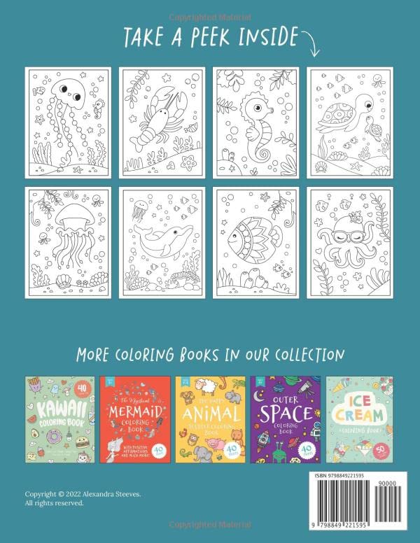 Ocean Coloring Book: An Under the Sea Coloring Book with Cute Sea Life & Sea Animals WoodArtSupply