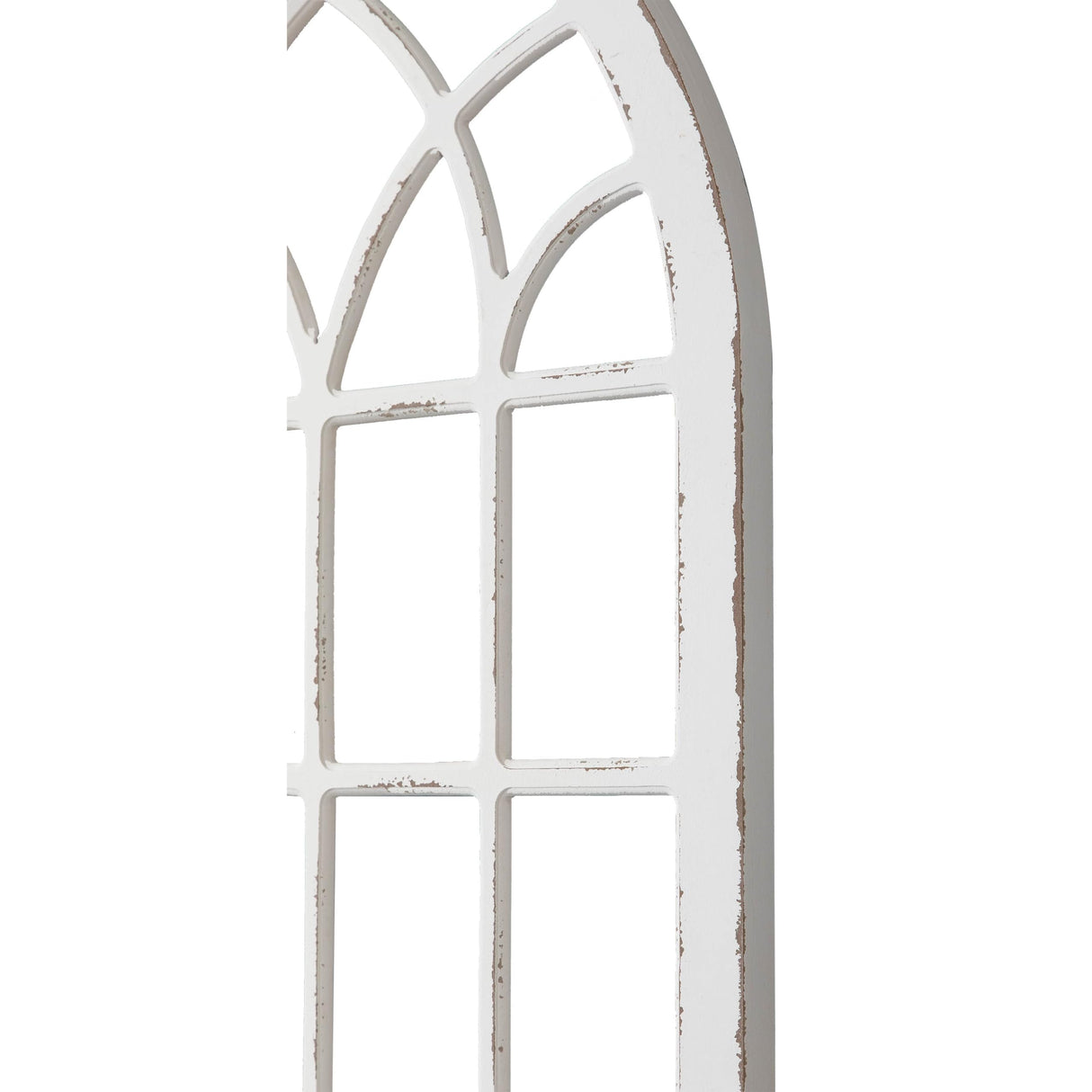 Sintosin Large Farmhouse Arched Window Frame Wall Decor 44 X 24 Inch, Hanging Distressed White Window Pane Wall Decor Living Room, Rustic Wooden Faux Windows for Bedroom Fireplace Entryway Sintosin