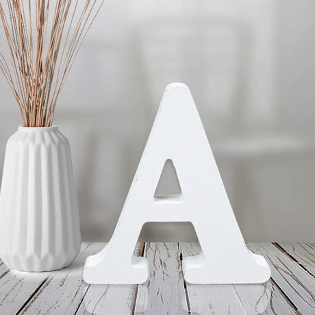 AOCEAN 4 Inch White Wood Letters Unfinished Wood Letters for Wall Decor Decorative Standing Letters Slices Sign Board Decoration for Craft Home Party Projects (A) AOCEAN