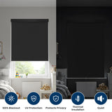 100% Blackout Roller Shades Cordless Blinds for Indoor Windows,Free-Stop Window Shades Pull Down,Thermal Insulated Fabric UV Protection,Blackout Window Guard Blinds for Home,Office,Black,34" W x 72" H Dephora
