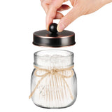Amolliar Mason Jar Bathroom Accessories Set 4 Pcs -Lotion Soap Dispenser & 2 Qtip Holders & Toothbrush Holder - Rustic Farmhouse Decor, Bathroom Home Decor, Perfect Decorating Idea (Oil Rubbed Bronze) Amolliar
