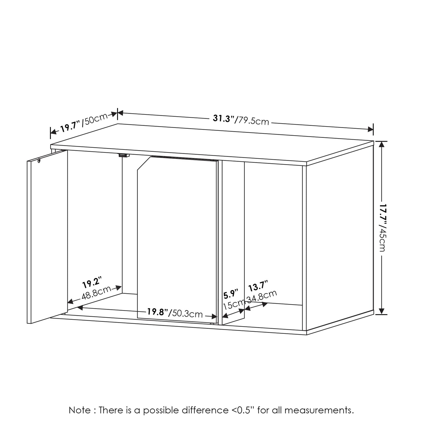 Furinno Peli Litter Box Enclosure, Columbia Walnut - WoodArtSupply