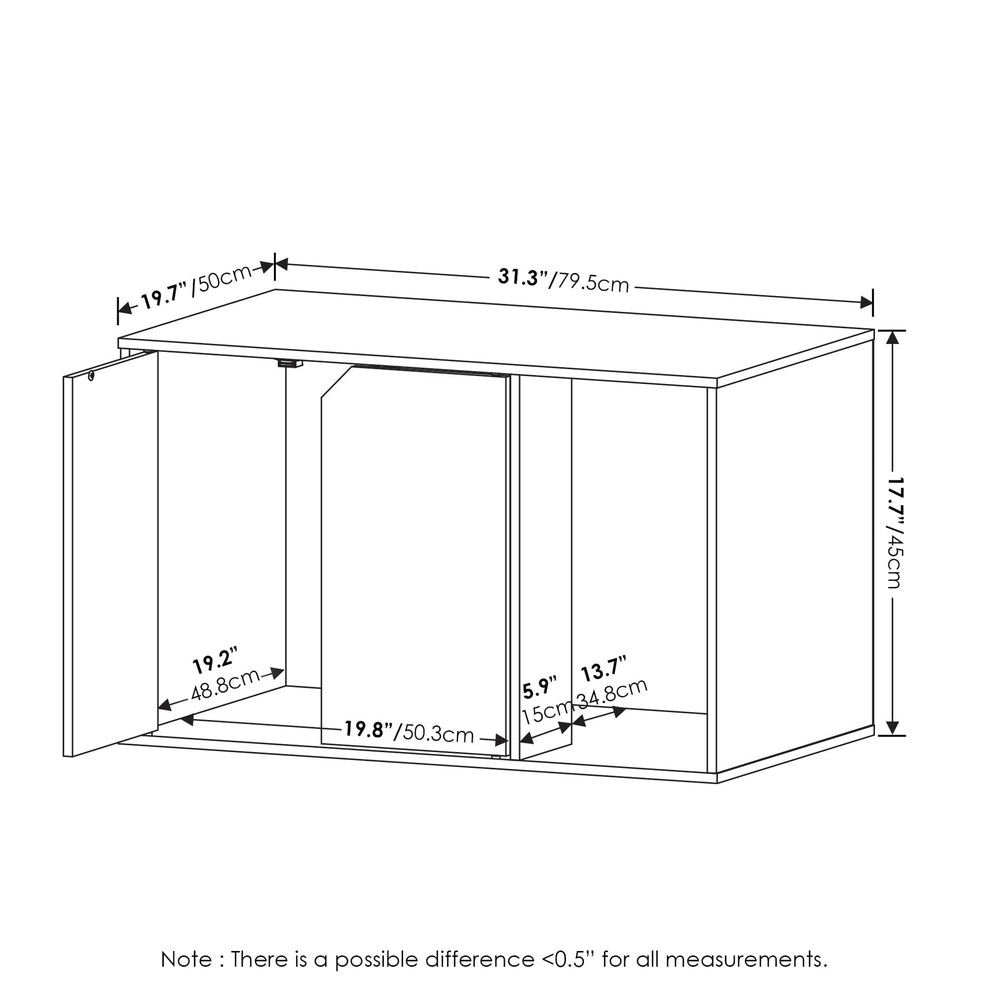 Furinno Peli Litter Box Enclosure, Columbia Walnut - WoodArtSupply