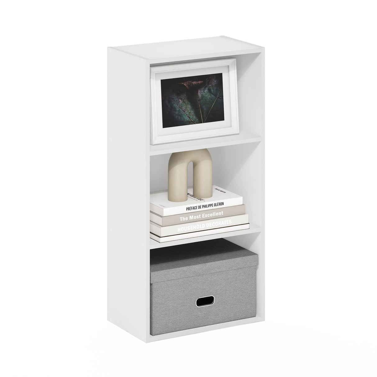 Furinno Luder 3-Tier Open Shelf Bookcase, White Furinno