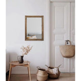 AAZZKANG Rustic Wood Mirror Rectangle Decorative Wall Mirrors with Frame for Bedroom Living Room Bathroom Entryway Hanging Small Brown AAZZKANG
