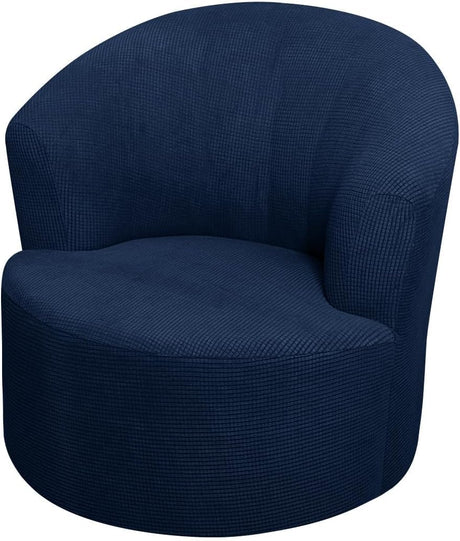 SFYZHMME Jacquard Swivel Barrel Chair Cover, Soft Polar Fleece Swivel Accent Chair Slipcover,Modern Barrel Chair Slipcover for Round Club Armchair (Navy) SFYZHMME