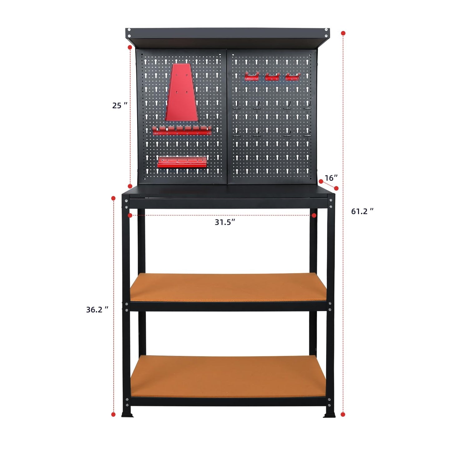 Prostormer Workbench, 31.5 inch Multipurpose Garage Work Bench Table with Peg Board Hook Kit for Home, Garage, and DIY Projects - WoodArtSupply