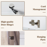 LUXOAK Floating TV Stand with 36" Electric Fireplace, 70 inch Wall Mounted Electric Fireplace Entertainment Center with Storage Space, TV Stand for Living Room for TVs Up to 80", All White LUXOAK