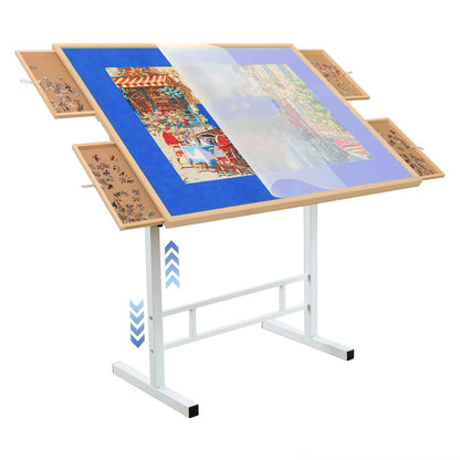 Puzzle Table 1500 Piece Jigsaw Puzzle Table with 4 Drawers and Legs Adjustable Puzzle Tables for Adults