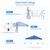 LuckIn 10×10 Pop Up Canopy Tent, Patented One Push Instant Canopy with Wheeled Carry Bag, Heavy Duty Shade Tent for Outdoor, Includes 150D Silver Coated Cover, 8 Stakes, 4 Ropes, 4 Weight Bags, Blue LuckIn
