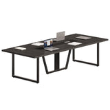 LITTLE TREE 8FT Conference Table for 10 People, Large Meeting Table, Modern Wooden Conference Room Table with Cable Management, Business Training Table with Strong Metal Legs for Office, Black LITTLE TREE