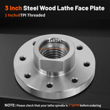 HAowosi 3" Steel Wood Lathe Faceplate,Faceplate for Wood Lathe,Lathe Face Plate Fit for 1" x 8TPI Spindle without Screwchuck HAowosi