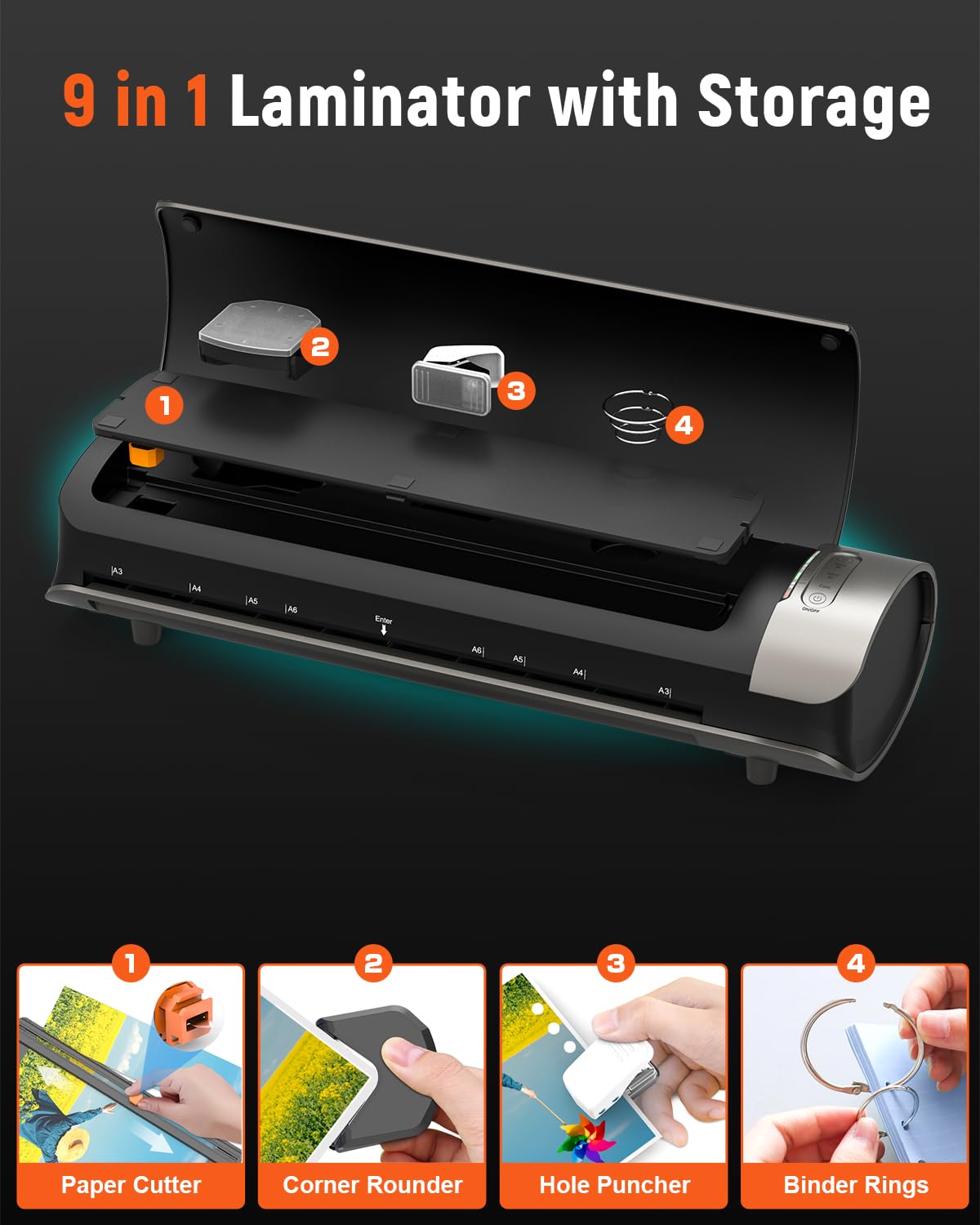 Laminator Machine 11x17 Laminator with Laminating Sheets, 60s Warm-up Laminating Machine, 3/5 Mil Thermal and Cold Lamination Machine A3/A4/A5/A6, Quiet Smooth Laminate Machine for Home School Office ORTHLAND
