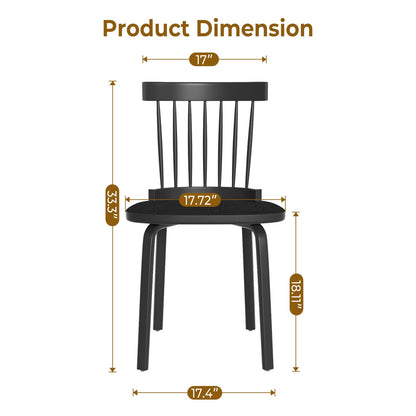 Unovivy Windsor Dining Chairs Set of 4, Wood Farmhouse Spindle Back, Widen Seat, Mid-Century Modern French Country Style, for Living Room Restaurant, Black