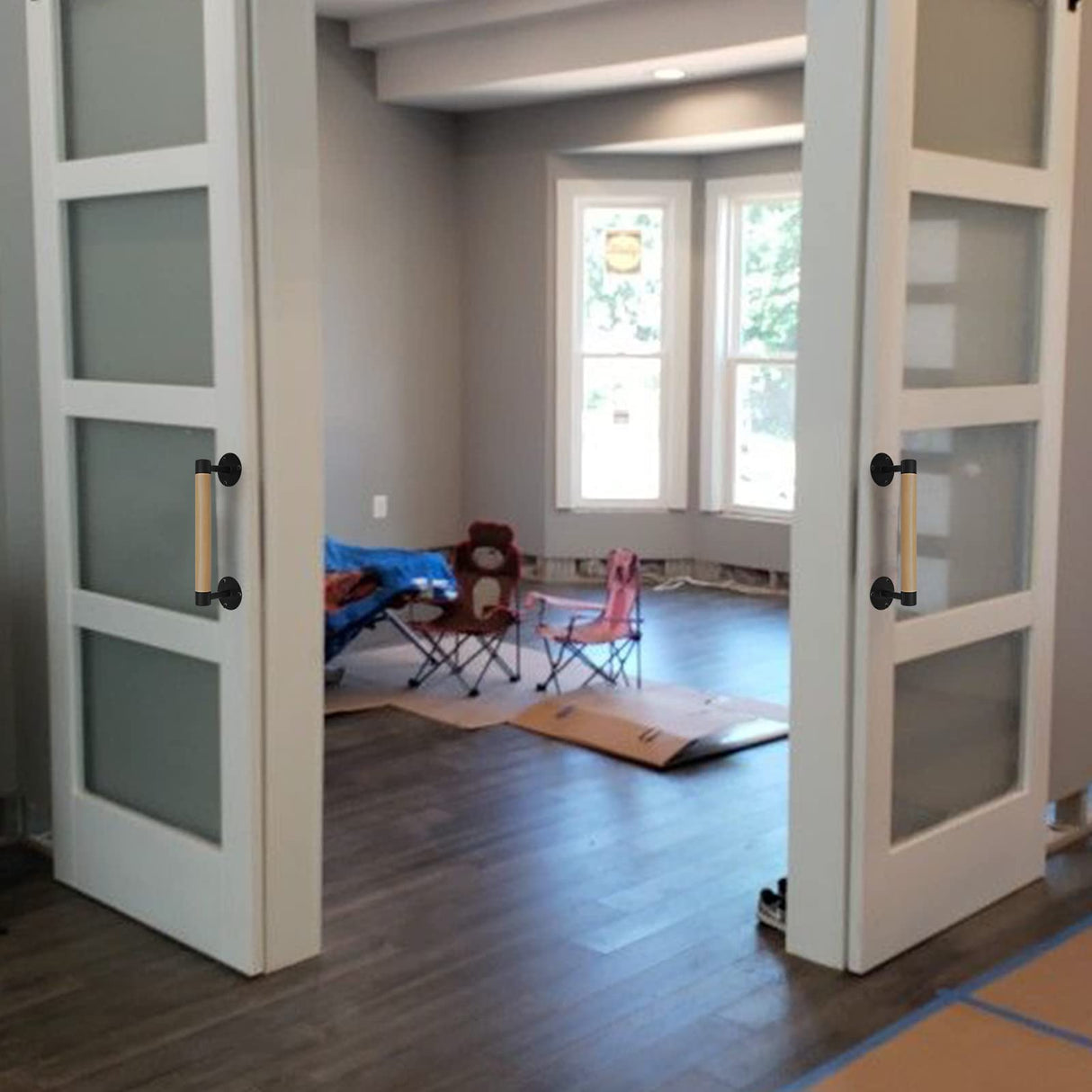 Purife 1ft Wood Handrail for Indoor Stairs, Wood Staircase Handrail W/s Black Sturdy Metal Brackets, Stair Banister Rrailing Wood Safety Grab Bar for Elderly & Kids Purife