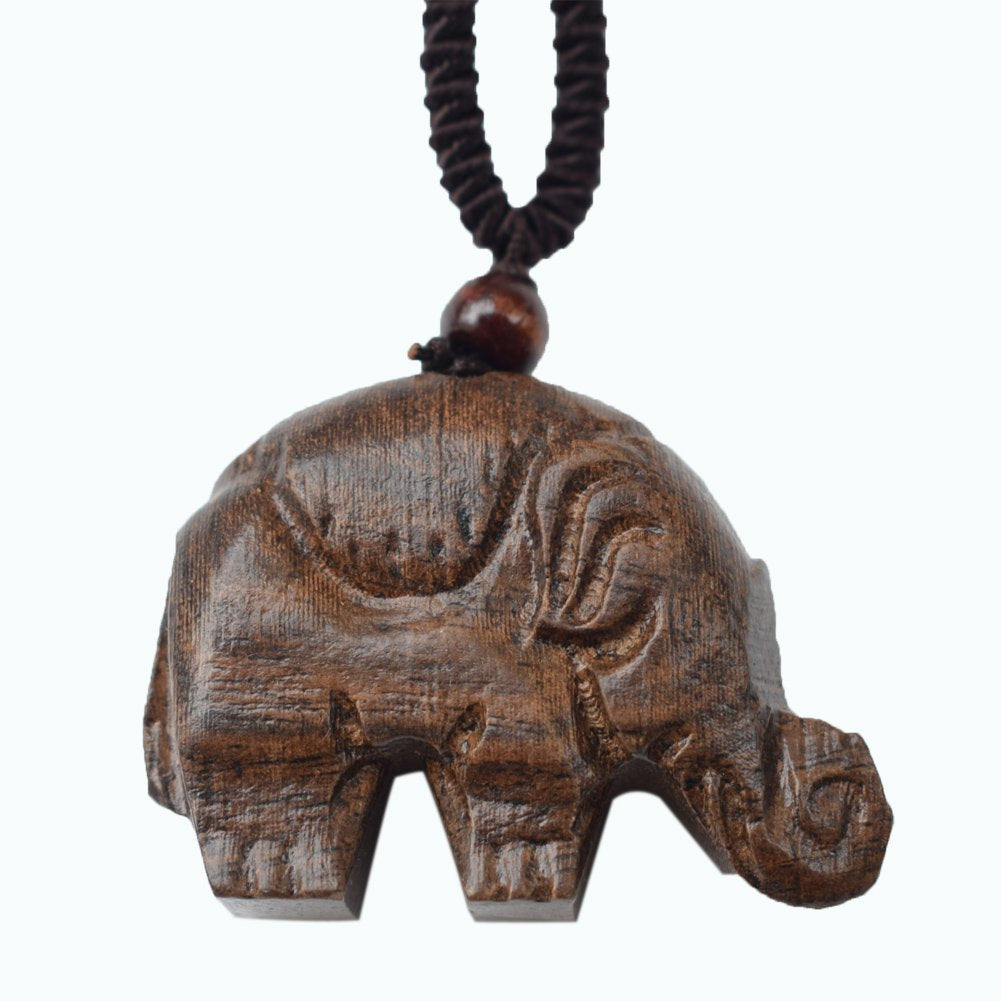 MELOP Handmade Wooden Carving Elephant Pendant Retro Folk for Sweater and Leisure Dressing/Clothing Accessories/Home Decoration Pendant - Wooden Elephant MELOP