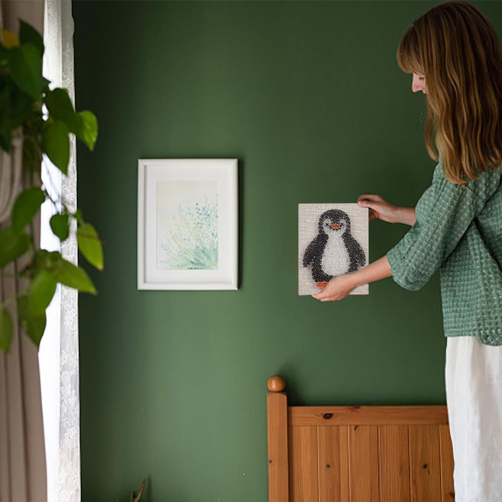 WEBEEDY DIY Penguin String Art Kit for Adult Beginners 3D Cute Animal String Art Crafts Kit,Arts Crafts Kit with Instruction and All Supplies,Home Wall Decorations Christmas Unique Women Gift WEBEEDY