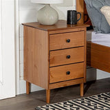 Walker Edison Myron Modern 2 Piece Solid Wood 3 Drawer Nightstand Set, 2 Pack, Caramel Walker Edison