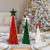 Christmas Decorations Indoor, Christmas Decor - 3 PCS Wooden Xmas Tree Signs with Stars for Home, Table, Fireplace Mantel, Shelf, Office Desk, Party Decor - Xmas Holiday Decorations AKEROCK