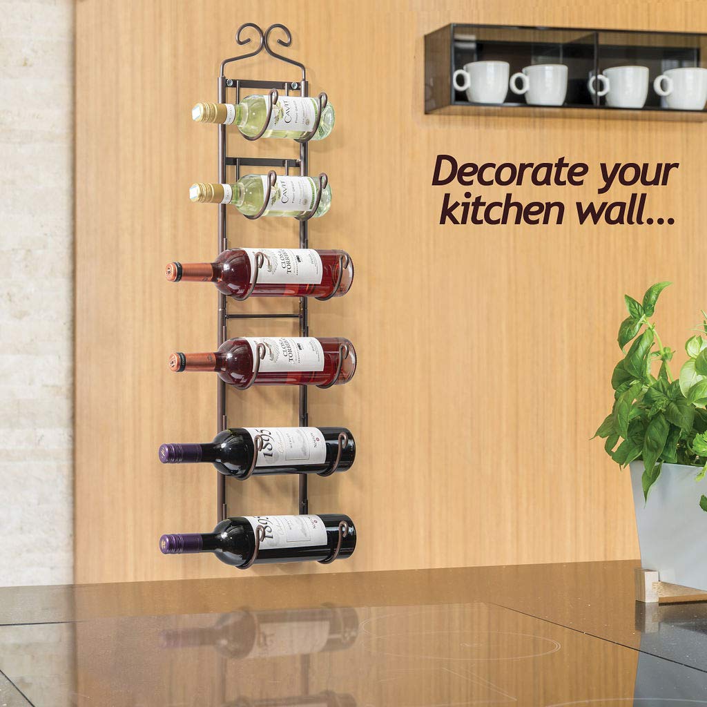 Sagler Towel Rack and Wine Rack - Bronze - Wall Mounted fits up 6 Level Wine Bottles and Many Towels - fits as Bathroom Towel Holder, or Hanger, or a Cap Rack Sagler