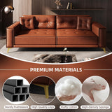 Skipity Sigmo 92" King Pull Out Sofa Bed, PU Leather Convertible Sleeper Couch with Tufted Design, Oversized 4-Seater Modern Mid Century Sectional Couch for Living Room, Small Spaces, Light Brown Skipity Sigmo