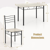 Giantex Modern 5 Piece Dining Table Set for 4 Chairs Wood Metal Kitchen Breakfast Furniture (Beech Wood) Giantex