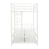 AEMSOFK Twin Over Twin Metal Bunk Bed with Trundle,Can be Divided Into Two Bed with Ladder & Guard Rail for Adults,No Box Spring Needed, Noise Free (White) AEMSOFK