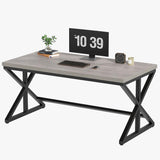 IBF Computer Desk, Industrial PC Laptop Office Desk, Farmhouse Gaming Desk with Spacious Desktop, Rustic Wood Metal Writing Study Work Table for Home Office Bedroom, 47 Inch, Grey Oak IBF