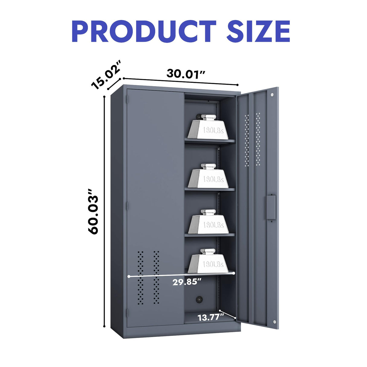 KAER Metal Garage Storage Locker 72" H Garage Cabinets with 2 Doors 4 Adjustable Shelves and Tool Board Tool Cabinets for Warehouse Basement Home Office - Assembly Required KAER