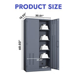 KAER Metal Garage Storage Locker 72" H Garage Cabinets with 2 Doors 4 Adjustable Shelves and Tool Board Tool Cabinets for Warehouse Basement Home Office - Assembly Required KAER