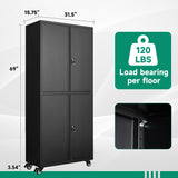 Letaya Metal Garage Storage Cabinet with Wheels,Steel Tool Rolling Cabinets with Lock Door and Adjustable Shelves fro Home Utility Organization Room(1PC-Black) Letaya