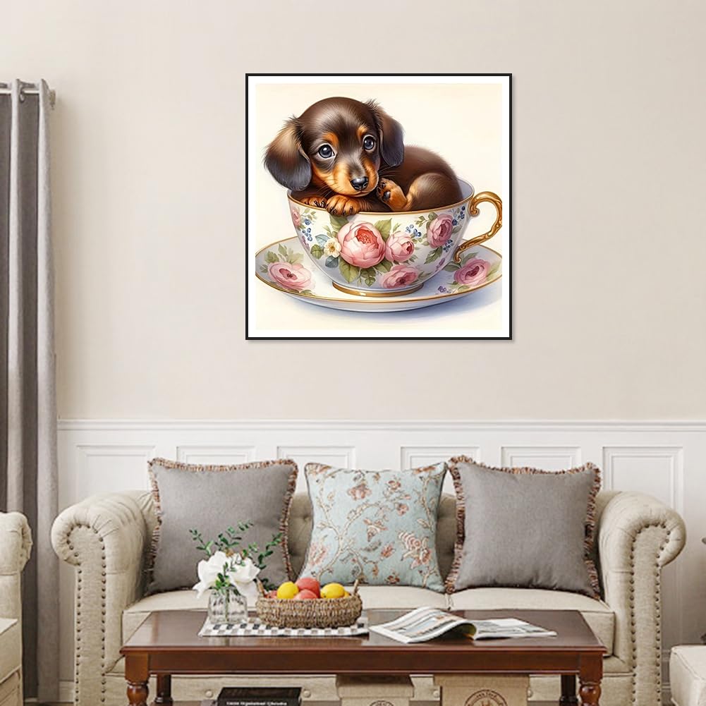 Anuver Dog Full Drill Diamond Art Kits for Beginner, DIY Diamond Painting Kits for Home Wall Decor, 12x12 Inch, Diamond Painting Kits for Adults Anuver