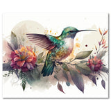 TUMOVO Abstract Paint by Number Kit - Colorful Hummingbird with Flowers - Easy Adult Art Craft - 16"x20" (Frameless) TUMOVO