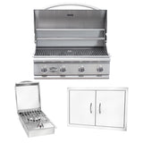 Bullet by Bull Stainless Steel Outdoor Kitchen Grill Set - Built-In Liquid Propane Grill, Perfect for Entertaining -BBQ Kitchen Isl& Bundle - Includes 4 Burner Grill, Double Access Door & Side Burner Bull Outdoor Products
