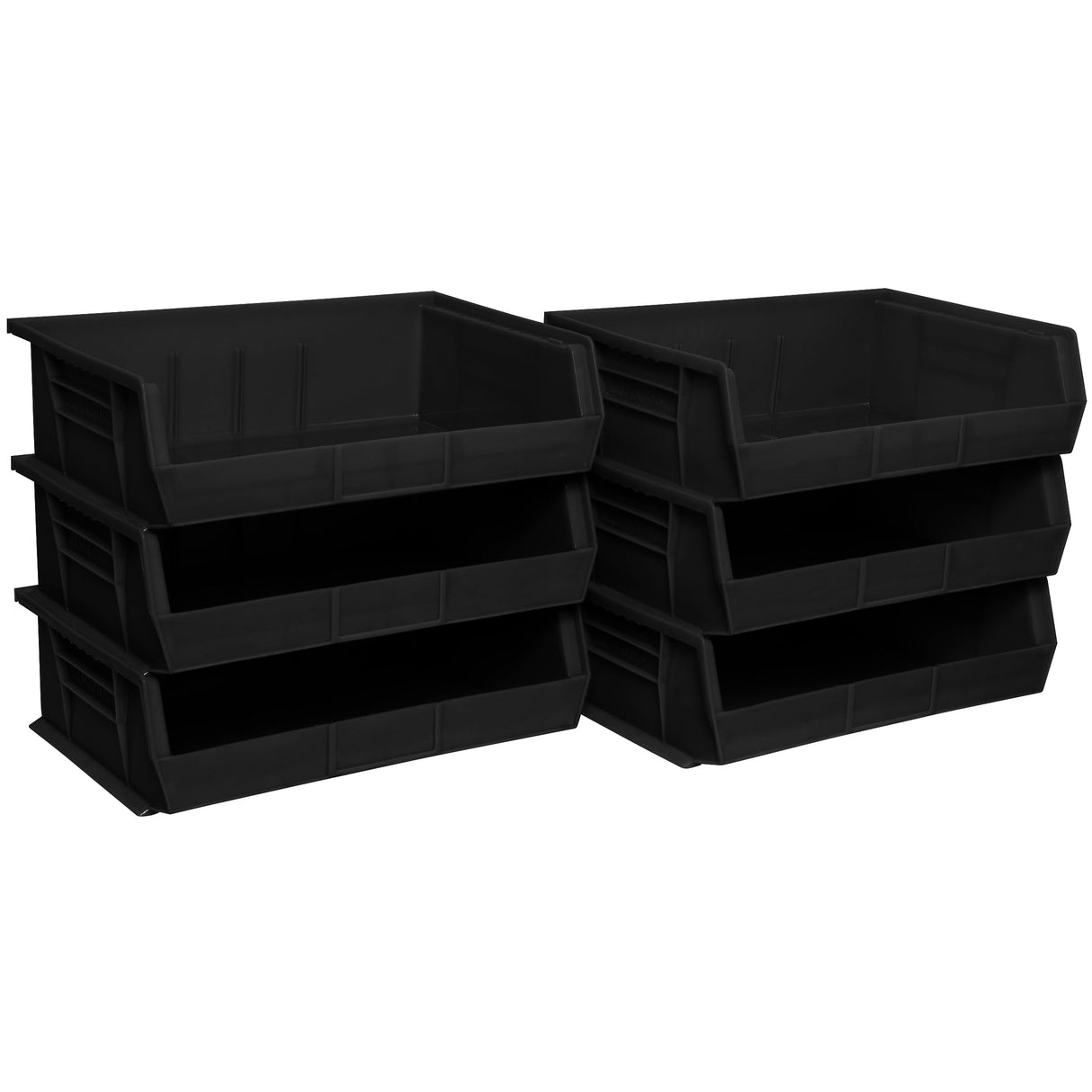 Akro-Mils 30255 AkroBins Plastic Storage Bins, Space-Saving Stackable Bins for Garage, Pantry, Craft Organization, 11-" x 16-" x 5-", Black, 6-Pack Akro-Mils