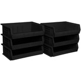 Akro-Mils 30255 AkroBins Plastic Storage Bins, Space-Saving Stackable Bins for Garage, Pantry, Craft Organization, 11-" x 16-" x 5-", Black, 6-Pack Akro-Mils