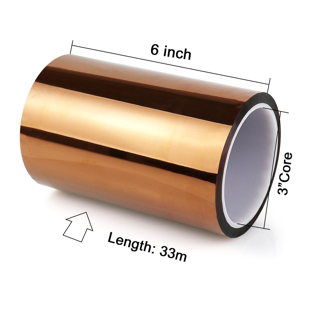 BOMEI PACK Heat Tape,6 Inch x 108 ft (33m),High Temperature Polyimide Resistant Tape,Heat Tranfer Tape for Sublimation,Heat Resistant Tape for Soldering, Electrical, 3D Printer BOMEI PACK