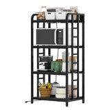 TIFFLOI Adjustable 4-Tier Kitchen Baker's Rack, Microwave Oven Cart Stand, Heavy Duty Organizer Rack for Storage in Living Room, Garage, Home and Office, Black TIFFLOI