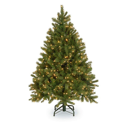 National Tree Company Pre-Lit 'Feel Real' Artificial Full Downswept Christmas Tree, Green, Douglas Fir, White Lights, Includes Stand, 4.5 feet